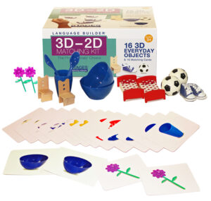 Everyday Objects 3D-2D matching kit with items and cards out of box